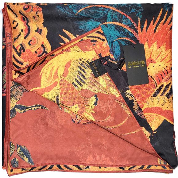 NWT Double Sided Silk Scarf 52"x52" Large Square Shawl Wrap XiangYunShal 2285 - Picture 8 of 15